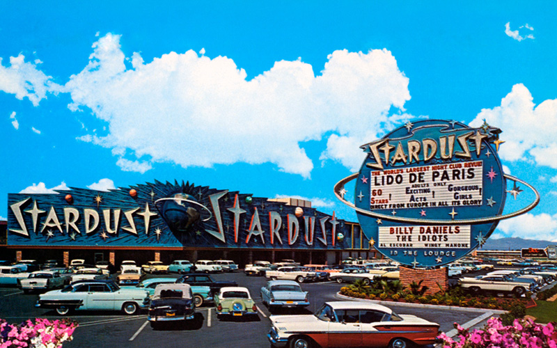 The Stardust Hotel Las Vegas, Nevada This newest Las Vegas and the world's largest resort hotel covers some 40 acres of gardens and architectural splendor and was designed to meet the visitors every need and com- fort. Every new concept and architectural device has been incorporated into the construction and decor of this fabulous 1065 room showplace of the West.